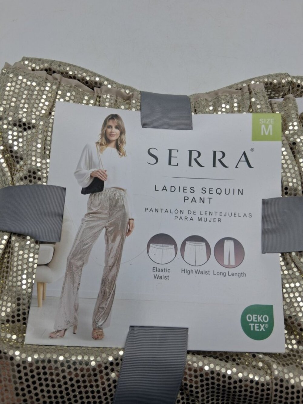 NEW Gold Sequin Pants Womens M 8-10 Sparkle Club Party Showgirl Serra - Picture 3 of 6